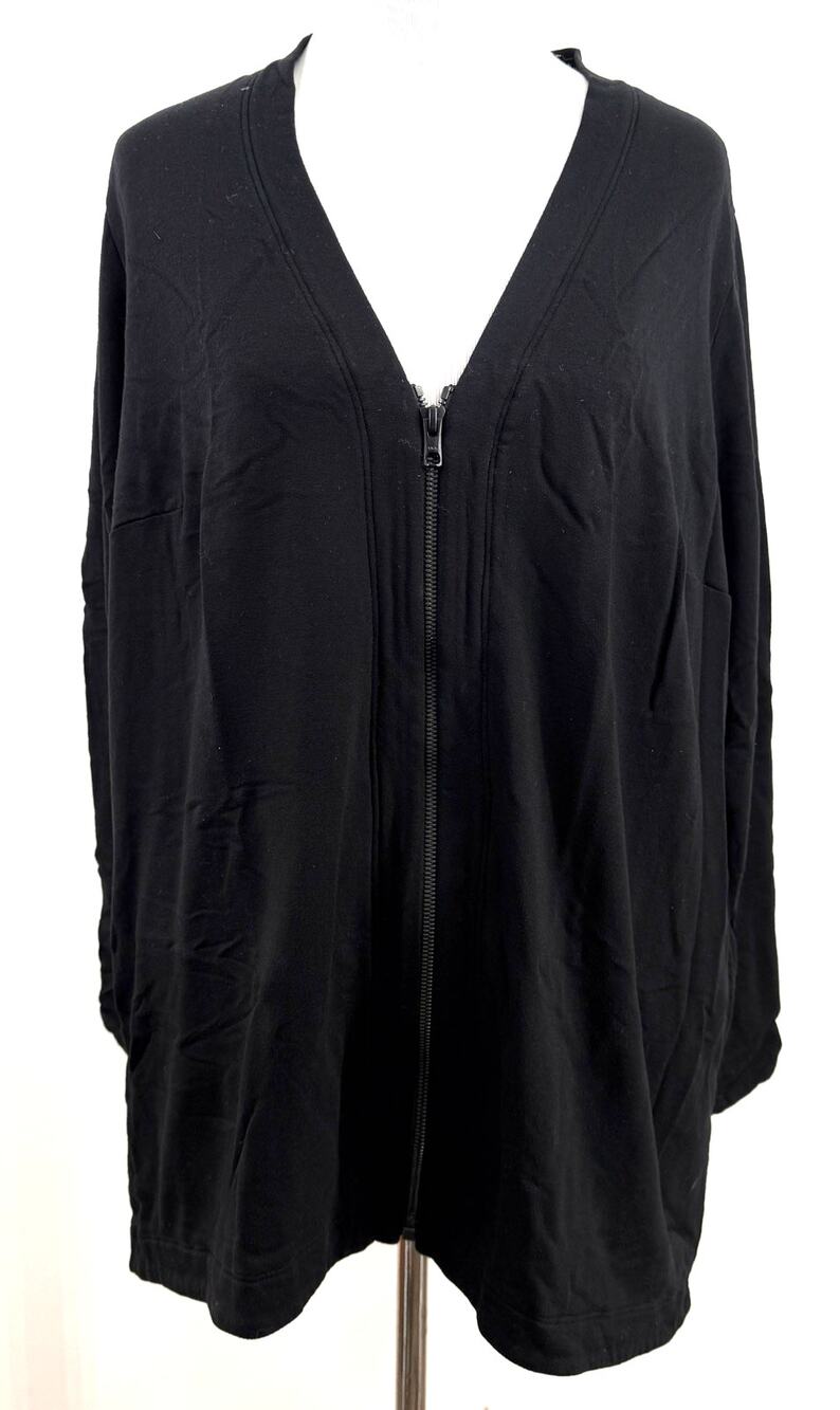 Eileen Fisher Women's Black Tencel V-Neck Full Zip Up Shirt Sweater